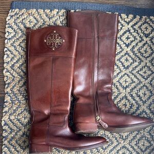 Tory Burch Brown Leather Riding Boots